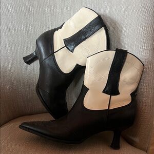 Sam Edelman Black and Cream Heeled Boots